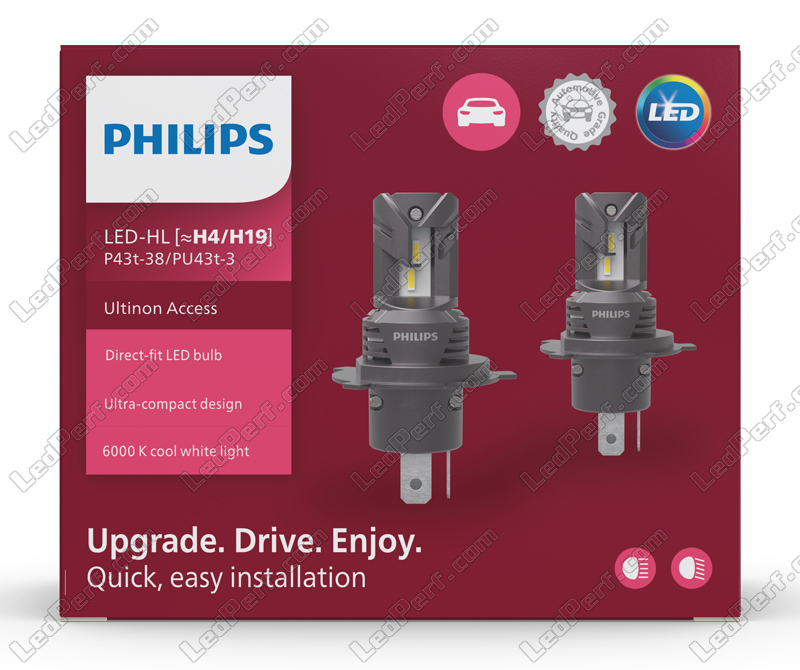 H4 LED Bulbs Kit PHILIPS Ultinon Pro9100 +350% 5800K - LUM11342U91X2