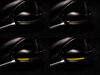 Different stages of the scrolling light of Osram LEDriving® dynamic turn signals for Audi A5 II side mirrors