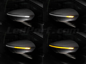 Different stages of the scrolling light of Osram LEDriving® dynamic turn signals for Seat Ibiza V side mirrors