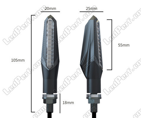 Overall dimensions of dynamic LED turn signals with Daytime Running Light for Royal Enfield Meteor 350 (2021 - 2023)