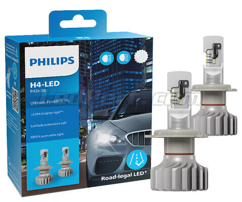 Philips Ultinon Pro6000 Approved H4 LED Bulbs Kit - 11342U6000X2